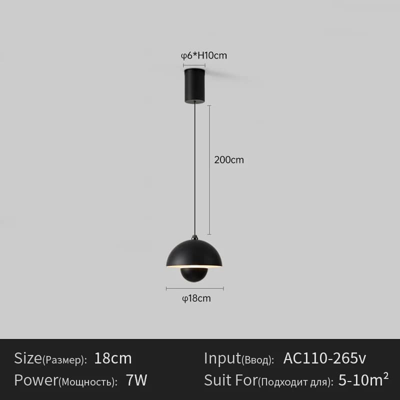 Danemark Designer Semicirculaire Bouton De Fleur Lampe Suspendue pour Cuisine Salon Île Fer Intérieu