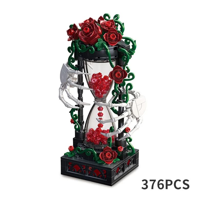 MOC Gothic Eternal Rose Hourglass Building Blocks Skeleton Hands of Lost Time Assembly Model Ornam