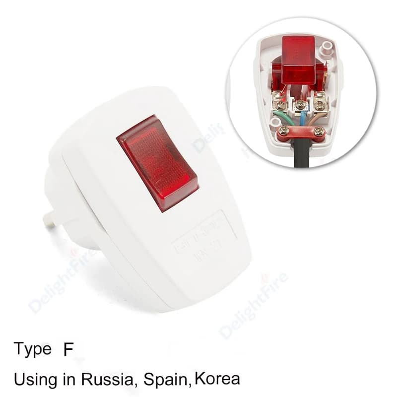 Prise électrique rechargeable de remplacement mâle ue, avec interrupteur marche/arrêt, convertisseur