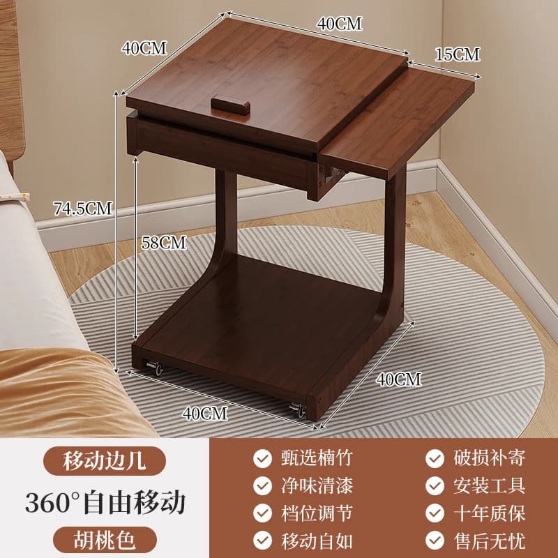 Table d'appoint Mobile réglable, bras de canapé, Console avec roulettes, organisateur créatif à plus
