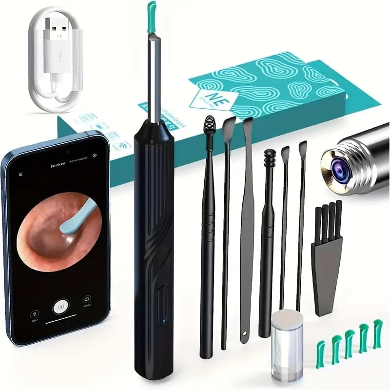 Nettoyeur de cérumen visuel avec caméra, endoscope sûr pour l'élimination du cérumen, otoscope lumin