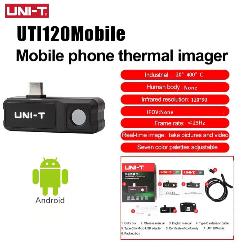 Caméra thermique UNI-T UTi261M 256x192, imageur thermique infrarouge, imageur thermique pour télépho