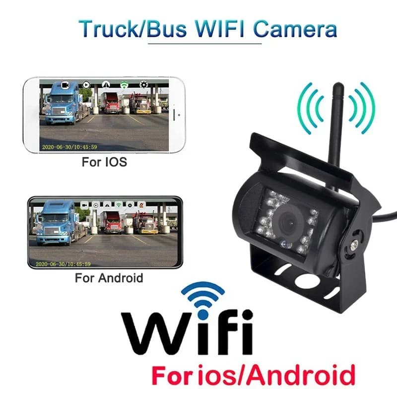 Caméra de recul sans fil WIFI pour camions et bus 12V-24V, vision nocturne HD, compatible iPhone IOS