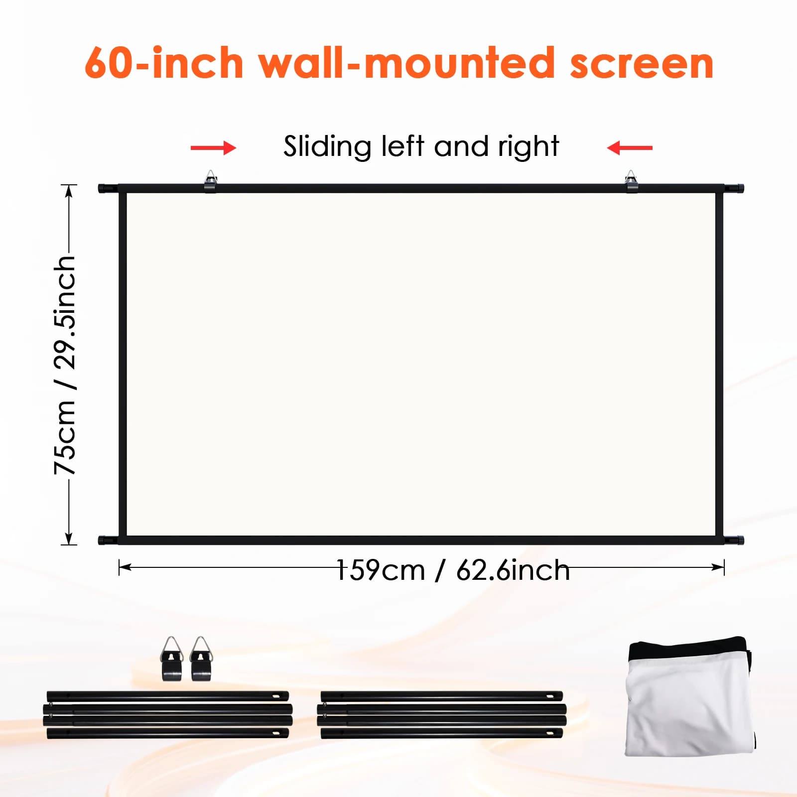 Écran de projection mural LEJIADA 16:9 blanc sans plis en soie de lait 160 ° Angle de vision Home