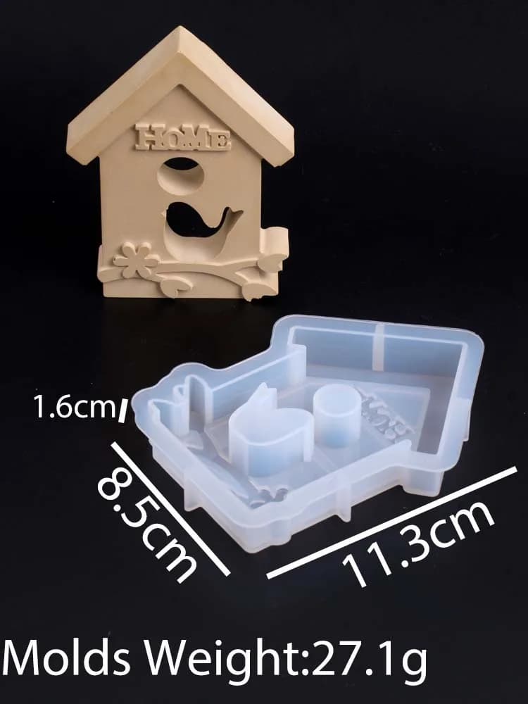 Moule en silicone pour nichoir à oiseaux creux, bricolage, maisons de printemps, ornements en plâtre