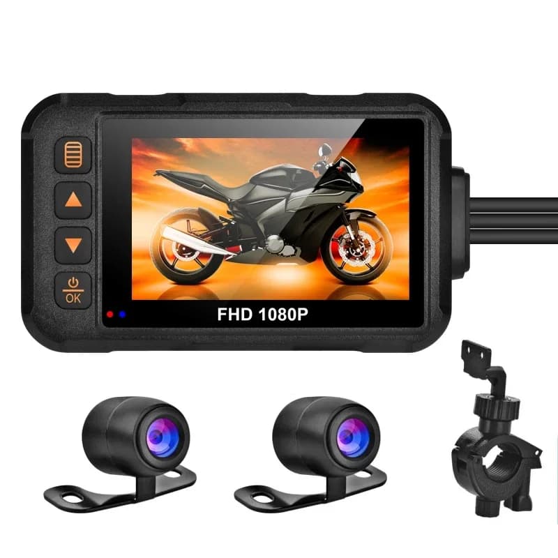 Dashcam de moto étanche de 3 pouces, caméra DVR avant 720P et arrière 480P, enregistreur vidéo en bo