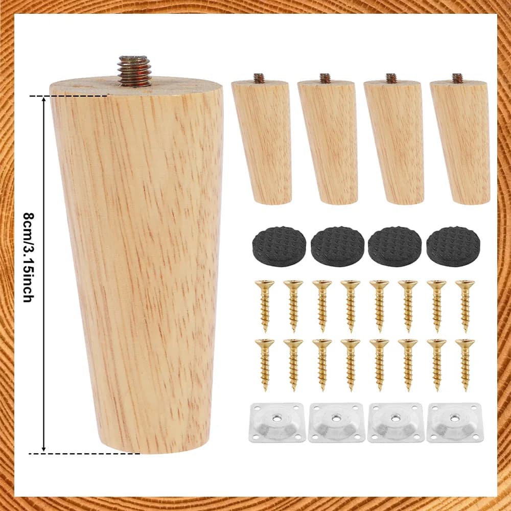 4 pièces pieds de meubles pieds de meubles solides en bois naturel pieds de Table obliques/droits me