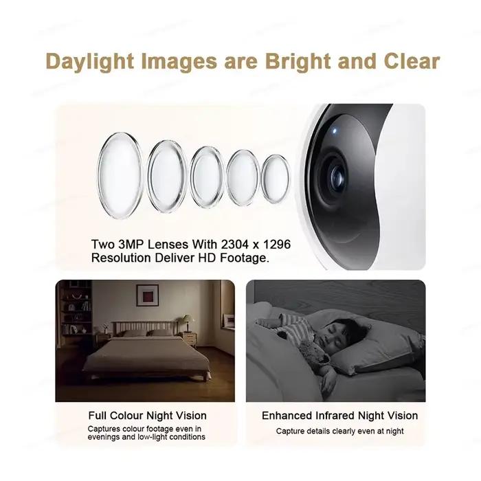 Caméra de sécurité Xiaomi Smart Camera C300 double caméra 360 degrés haute résolution pour surveillance maison bébé animaux de compagnie facile installation