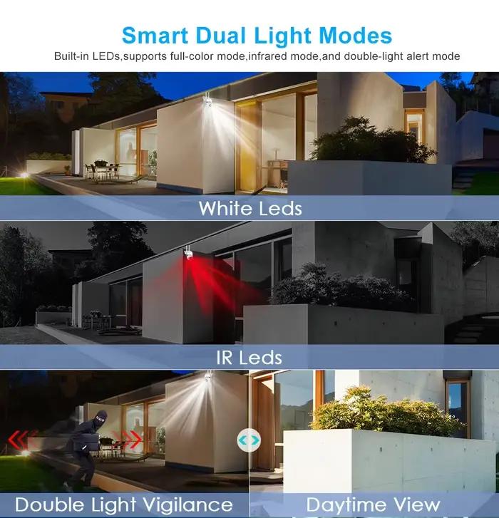 Caméra de surveillance extérieure 8MP PTZ Wifi IP dôme haute définition suivi humain par IA audio bidirectionnel pour maison entreprise et cadeau de sécurité