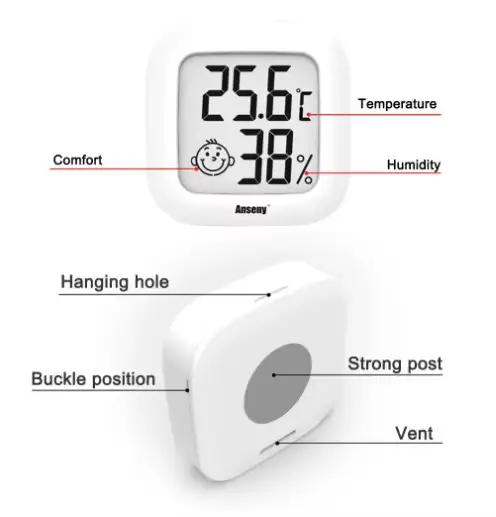 Thermomètre et Hygromètre Numérique LCD Portable pour Intérieur Surveillance de Température et Humidité Maison Bureau Salon Salle de Bain Occasions Spéciales