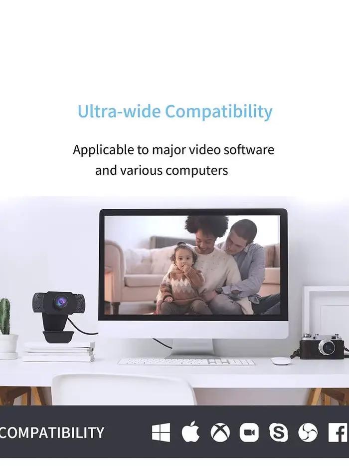 Nouveau Webcam 1080P caméra Web Full HD avec lumière de remplissage LED Microphone prise USB