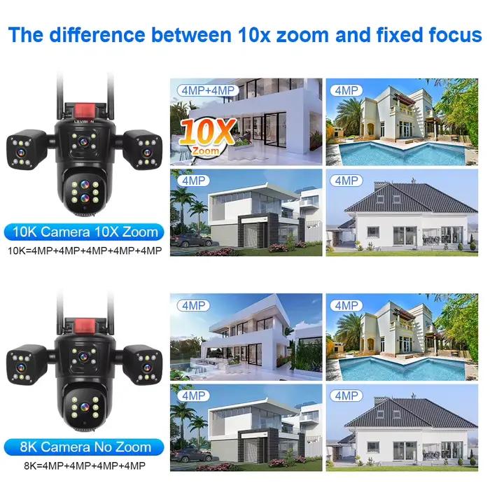 LS VISION 20MP Wifi Caméra de Surveillance 10X Zoom 4 * Écrans En Plein Air Sans Fil Caméras de Sécurité 10k Détection Humaine Suivi Automatique