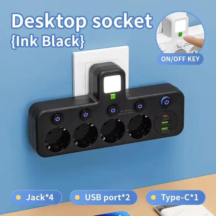 Prise de courant ue 5 prises avec ports usb type-c pour usage general et résidentiel occasions spéciales transformations maison