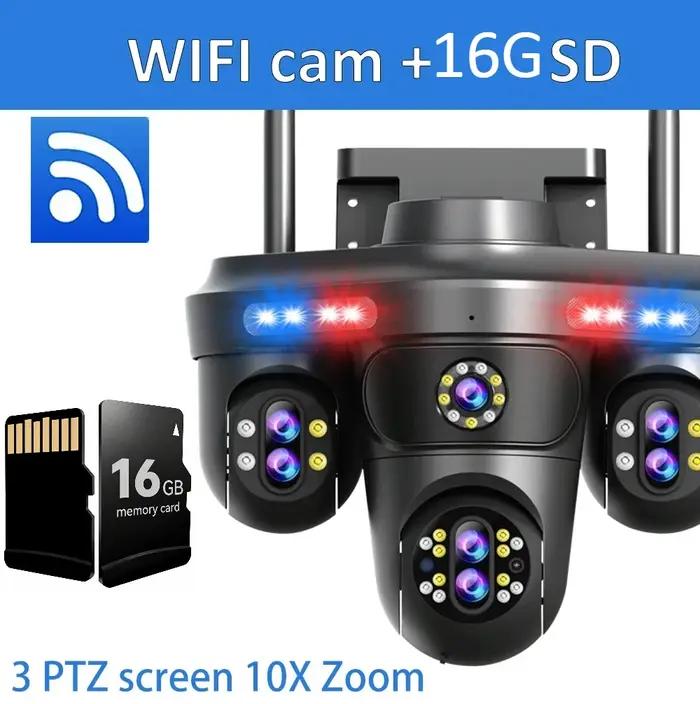 DIFANG 35MP WiFi caméra IP 4 écrans 7 lentilles 10X Zoom extérieur sans fil PTZ