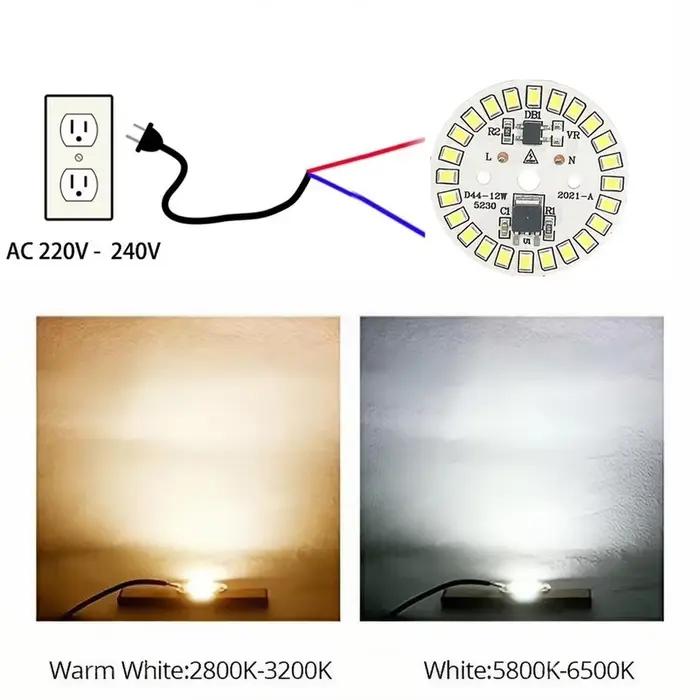 Puce LED pour ampoule 3W 5W 7W 9W 12W SMD 2835 perles de lumière rondes AC 220V-240V