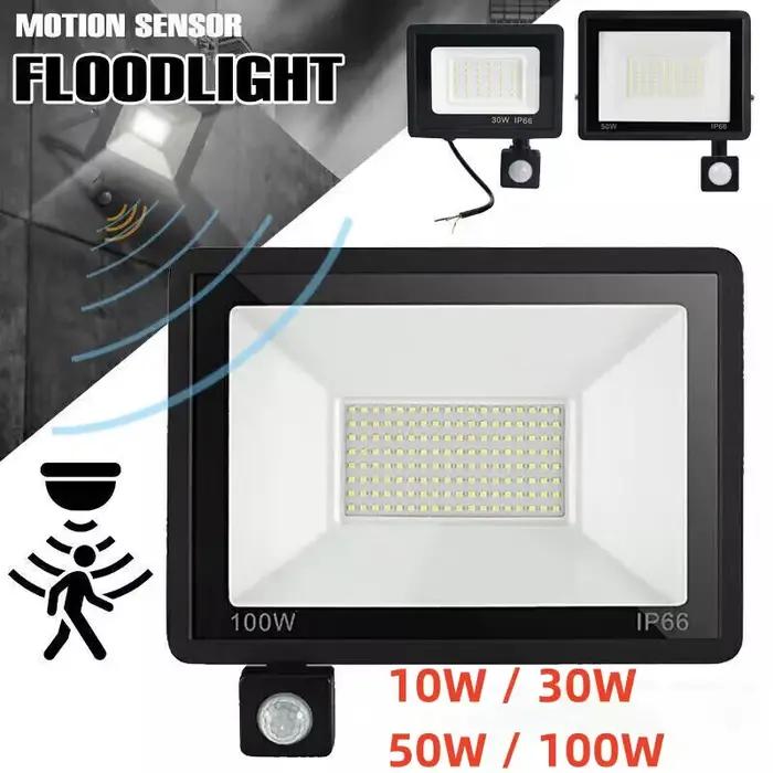 LED PIR capteur de mouvement projecteur extérieur applique murale lumière blanche 100W 50W 30W 20W 10W IP66 LED étanche