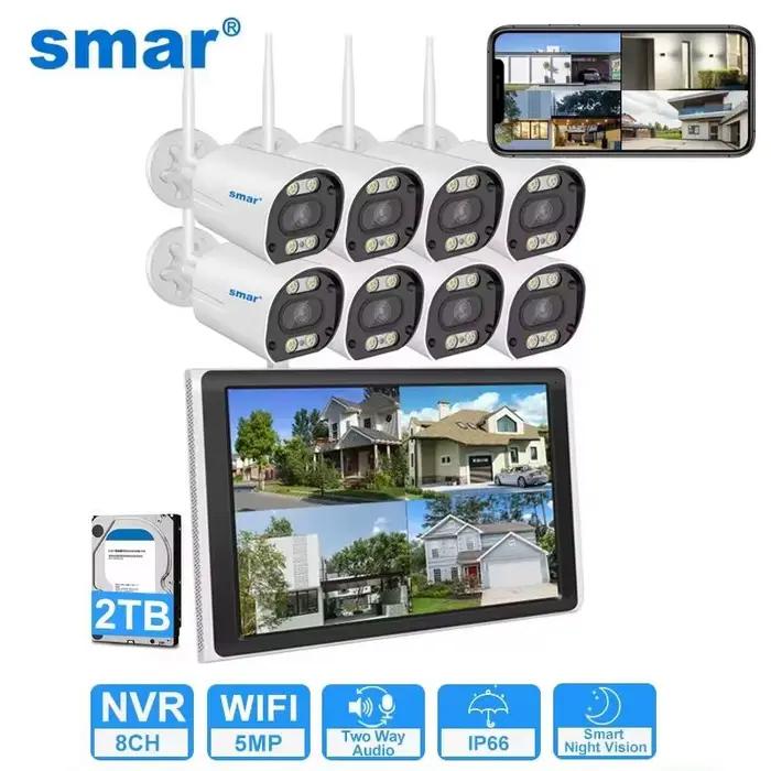 Caméra de surveillance Smar 3MP/5MP avec moniteur 10,1 pouces, détection de mouvement, détection de forme humaine, support H.265, surveillance en temps réel, système de télévision NTSC/PAL, compatible avec iOS, Android et Windows Mobile, kit d'enregistrement vidéo à offrir pour maison ou entreprise