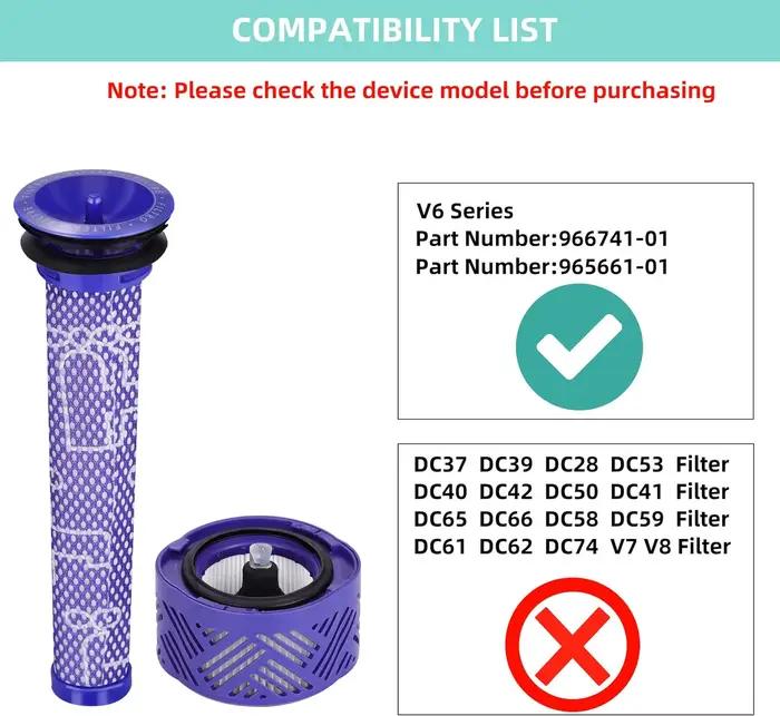 Filtre de remplacement pour aspirateur sans fil Dyson V6 Absolute Total Clean, filtres HEPA comparés