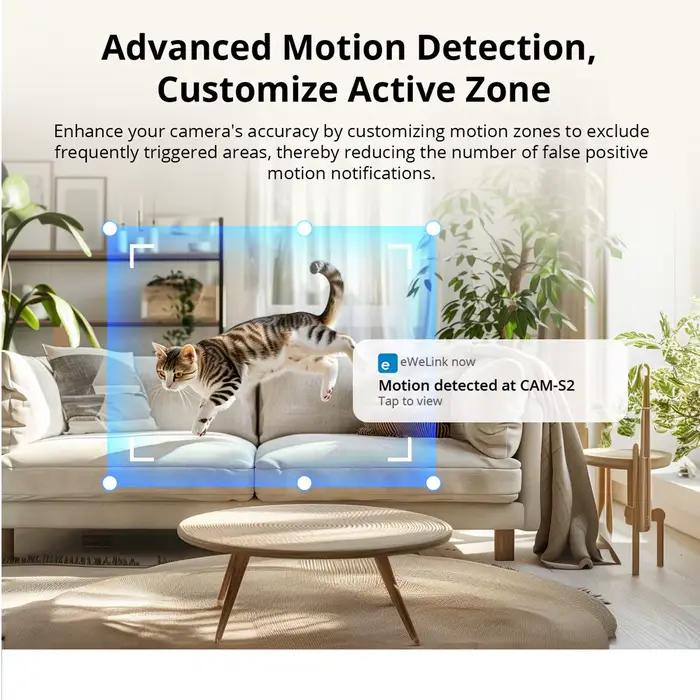SONOFF CAM-S2 1080P HD WiFi caméra sécurité à domicile alerte de détection de mouvement Interactive en temps réel Audio bidirectionnel prise en charge Alexa Google