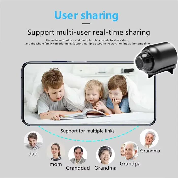 Caméra IP 1080P HD Mini Surveillance Intérieure Vision Nocturne Détecteur de Mouvement Full HD Connectivité Wi-Fi 2.4GHz