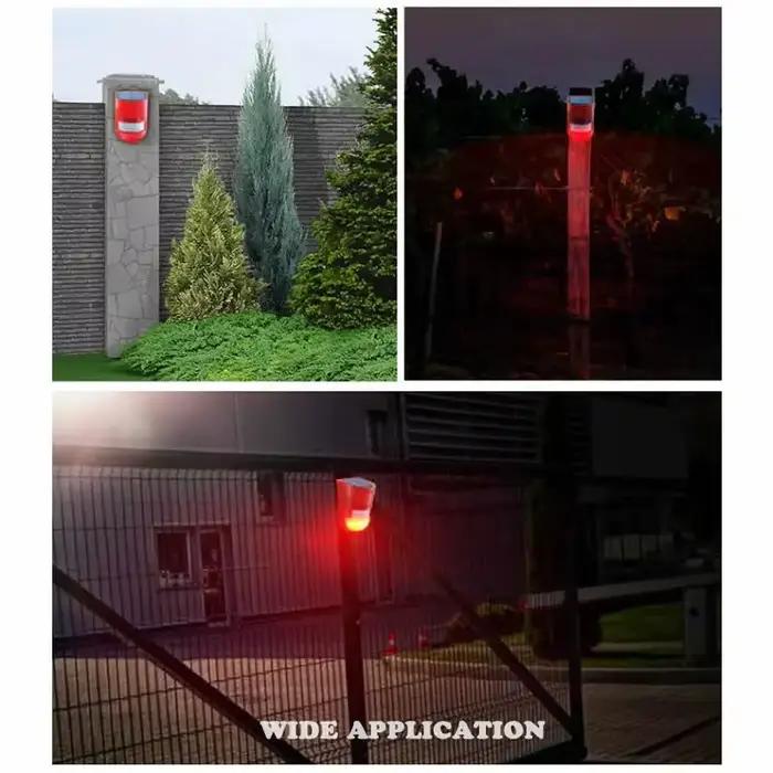 Détecteur de mouvement à infrarouge solaire avec sirène stroboscopique 110dB pour sécurité maison et jardin imperméable 30 jours d'autonomie