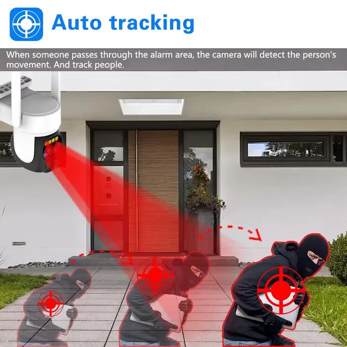 O-Kam App Smart Solar 10X Zoom WIFI caméras de sécurité avec panneaux solaires 8MP 4K HD couleur Vision nocturne PTZ Surveillance caméra IP