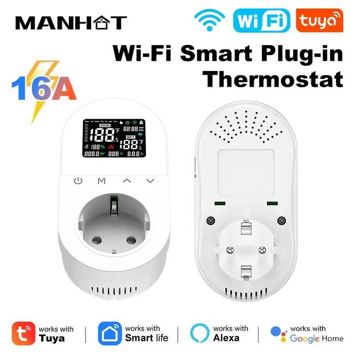 Prise de Thermostat numérique Wifi intelligente 16A, prise ue, application de température à distance