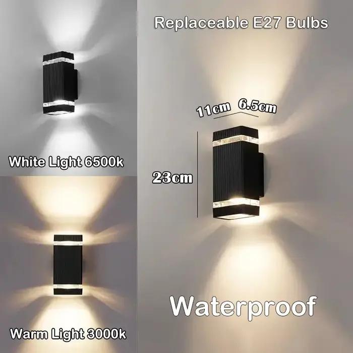 LED appliques extérieures E27 haut vers le bas applique murale extérieure IP65 LED étanche