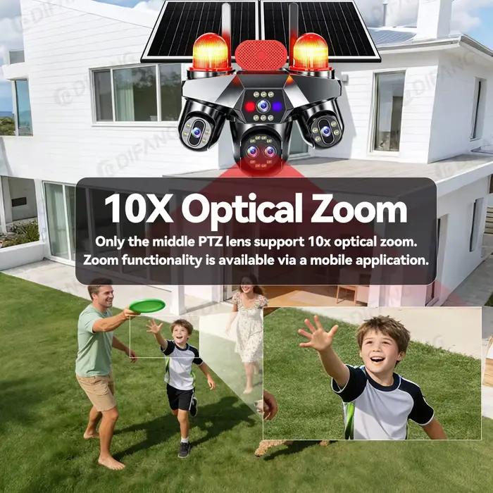 Caméra IP solaire extérieure V380 Pro 4G AOV avec suivi intelligent pour surveillance 24/7 des propriétés grandes et petites occasions spéciales surveillance de cour et jardin