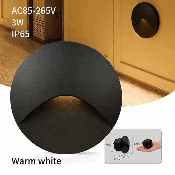 Led escalier lumière étape lumières 3W carré rond encastré intérieur extérieur étanche
