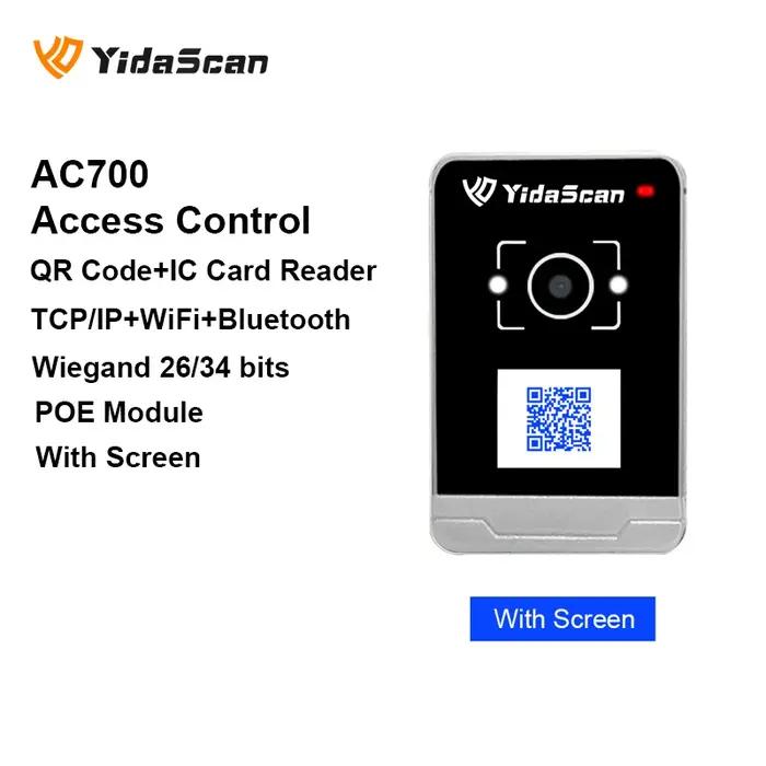 Lecteur de code QR Contrôle d'accès NFC RFID Extérieur IP65 Étanche TCP/IP WiFi Bluetooth Alimentation sur LAN Wiegand