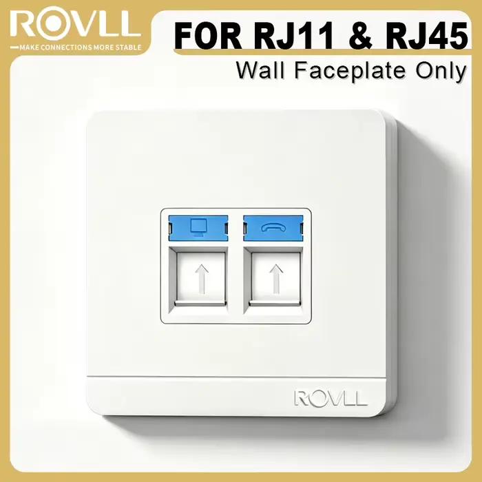 Plaque murale ROVLL RJ45 RJ11 1/2 ports pour connecteur Keystone CAT6 CAT5e CAT5 Ethernet (prise non incluse)