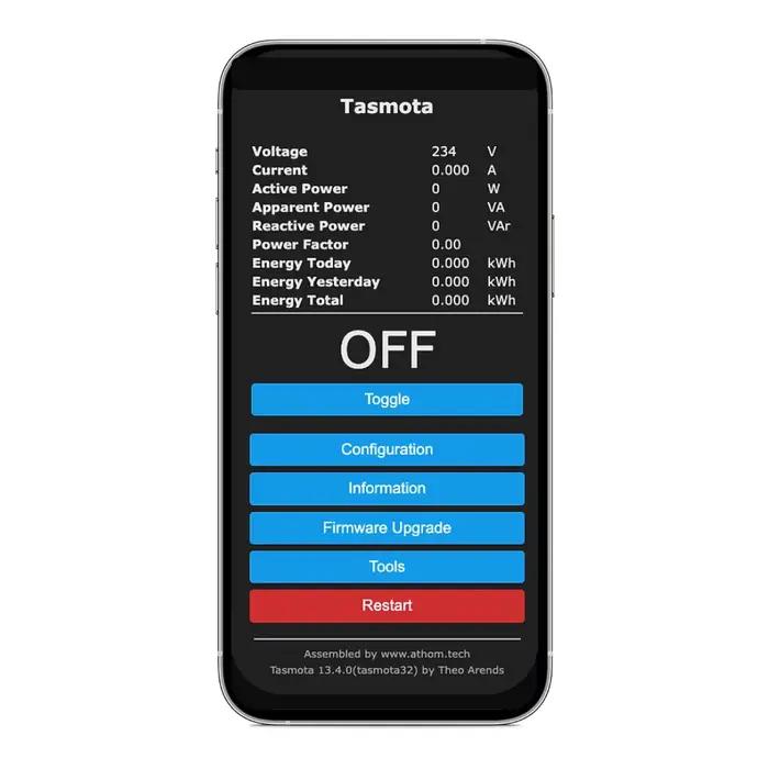 Tasmota Matter MQTT Mini relais ESP32C3 surveillance du consommation 16A fonctionne avec Home Assistant