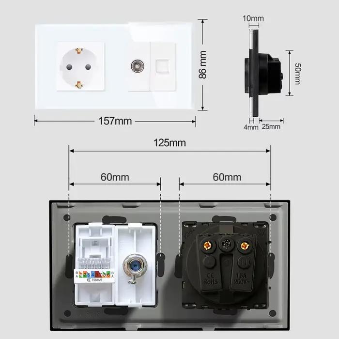 TAWOIA – prise de courant murale 16a pour PC TV