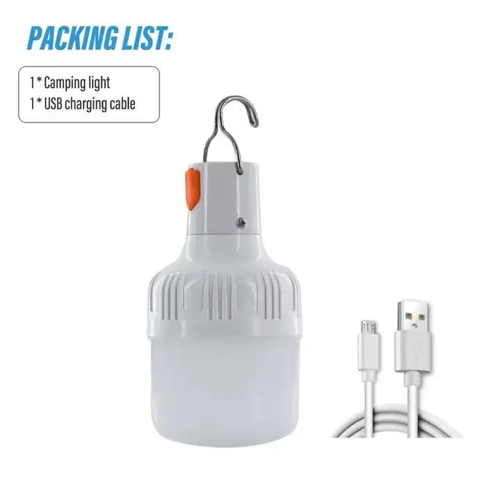 Ampoules LED rechargeables par USB pour l'extérieur, haute luminosité, lumière de secours, crochet,