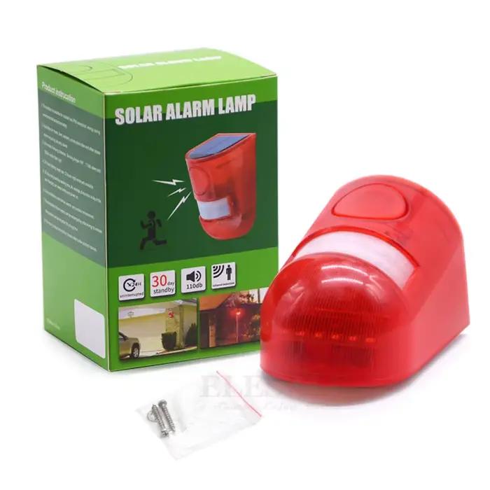 Nouvelle alarme solaire de capteur de mouvement infrarouge avec la lumière stroboscopique de sirène de 110db pour le système d'alarme de sécurité de carvan de hangar de garage de maison