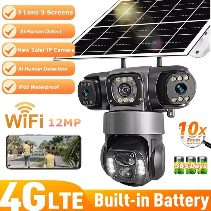 4G 12MP caméra solaire PTZ extérieur suivi automatique Vision nocturne