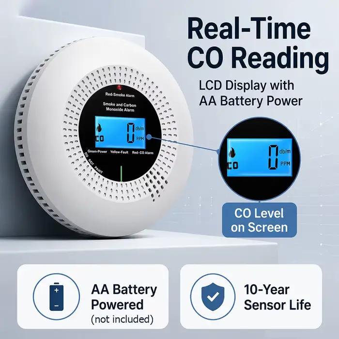 Détecteur de fumée et de monoxyde de carbone Wifi Tuya 2-en-1