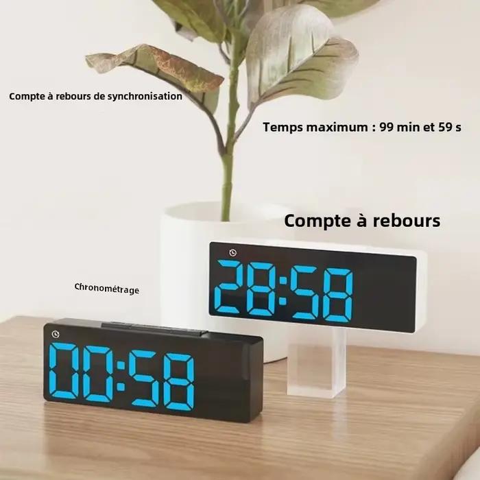Réveil numérique alimenté par USB avec double alarme, affichage de la date, température et compte à rebours pour un réveil parfait et une décoration moderne de votre intérieur