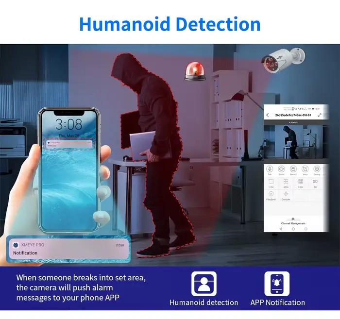 Hiseeu 5MP Audio IP caméra de Surveillance de sécurité POE H.265 extérieur étanche IP66 CCTV