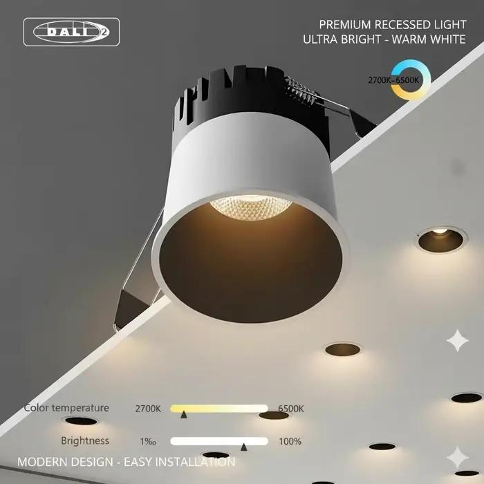DT8 gradation LED encastré Downlight projecteur moderne intérieur Anti-éblouissement CRI97 aluminium plafonnier pour