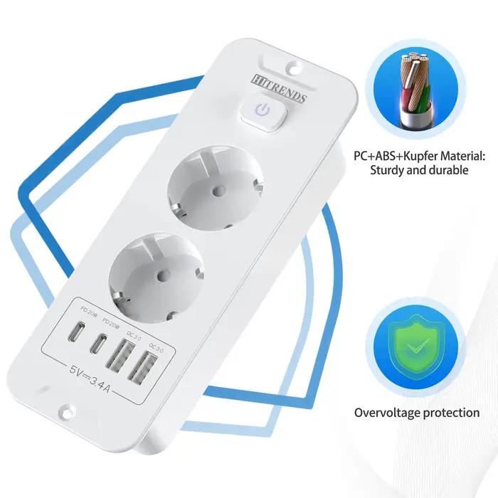 Prise encastrée de Table ue avec 2 USB A 2 Type C PD20W charge rapide