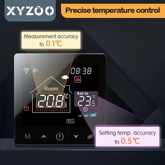 Thermostat sans fil intelligent RF433 pour chaudière à gaz, contrôle de température programmable avec Google Home et Alexa, design avant-gardiste pour confort thermique optimal occasions spéciales