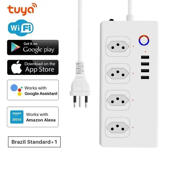 Prise intelligente WiFi avec 4 prises et 4 ports USB, compatible avec Alexa, Google Home, Tuya SmartLife, pour une maison connectée et un confort quotidien amélioré
