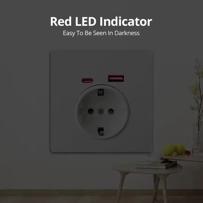 Prise murale Wallpad avec ports USB et indicateur pour charge rapide et sécurité accrue pour usage domestique et général