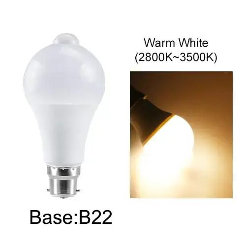 E27 LED capteur de mouvement ampoule lampe à LED B22 PIR