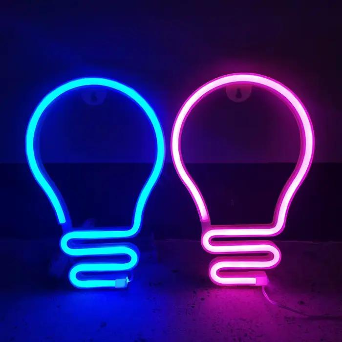 Ampoule LED enseigne au néon USB/alimentée par batterie lumière LED pour chambre décoration cadeau veilleuse