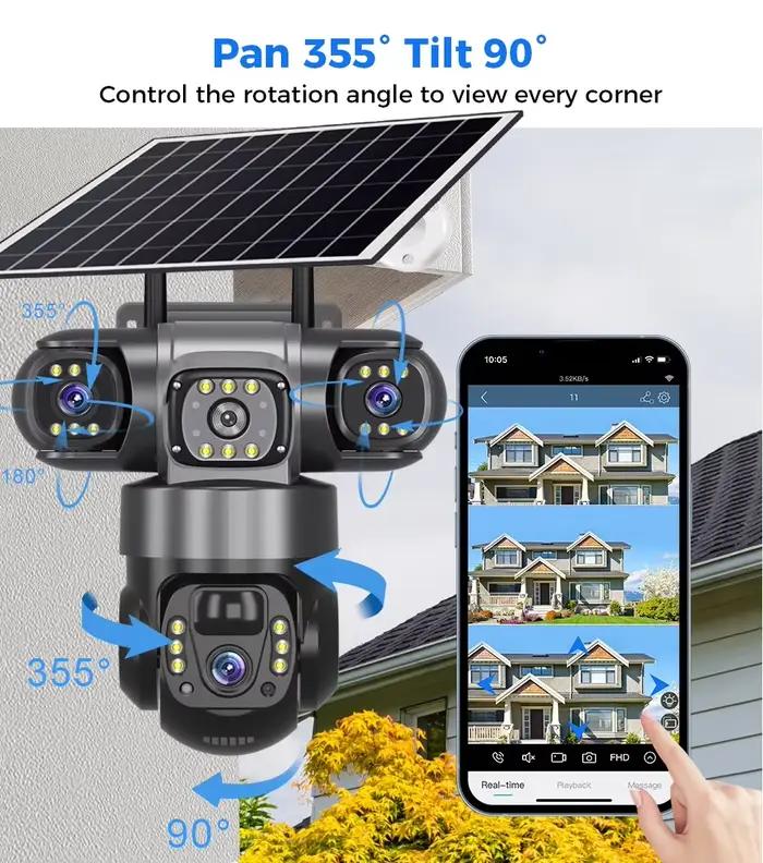 4G 12MP caméra solaire PTZ extérieur suivi automatique Vision nocturne