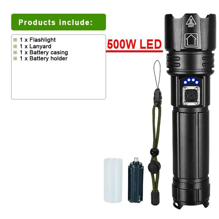 Lampe de poche LED la plus puissante torche Rechargeable allumant la lanterne tactique 3000M