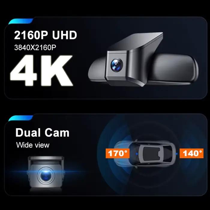 GRECOREAL 4K Dash Cam avant arrière WiFi double caméra Dashcam APP contrôle facile à installer Plug Play Compatible avec Cupra Seat Ateca